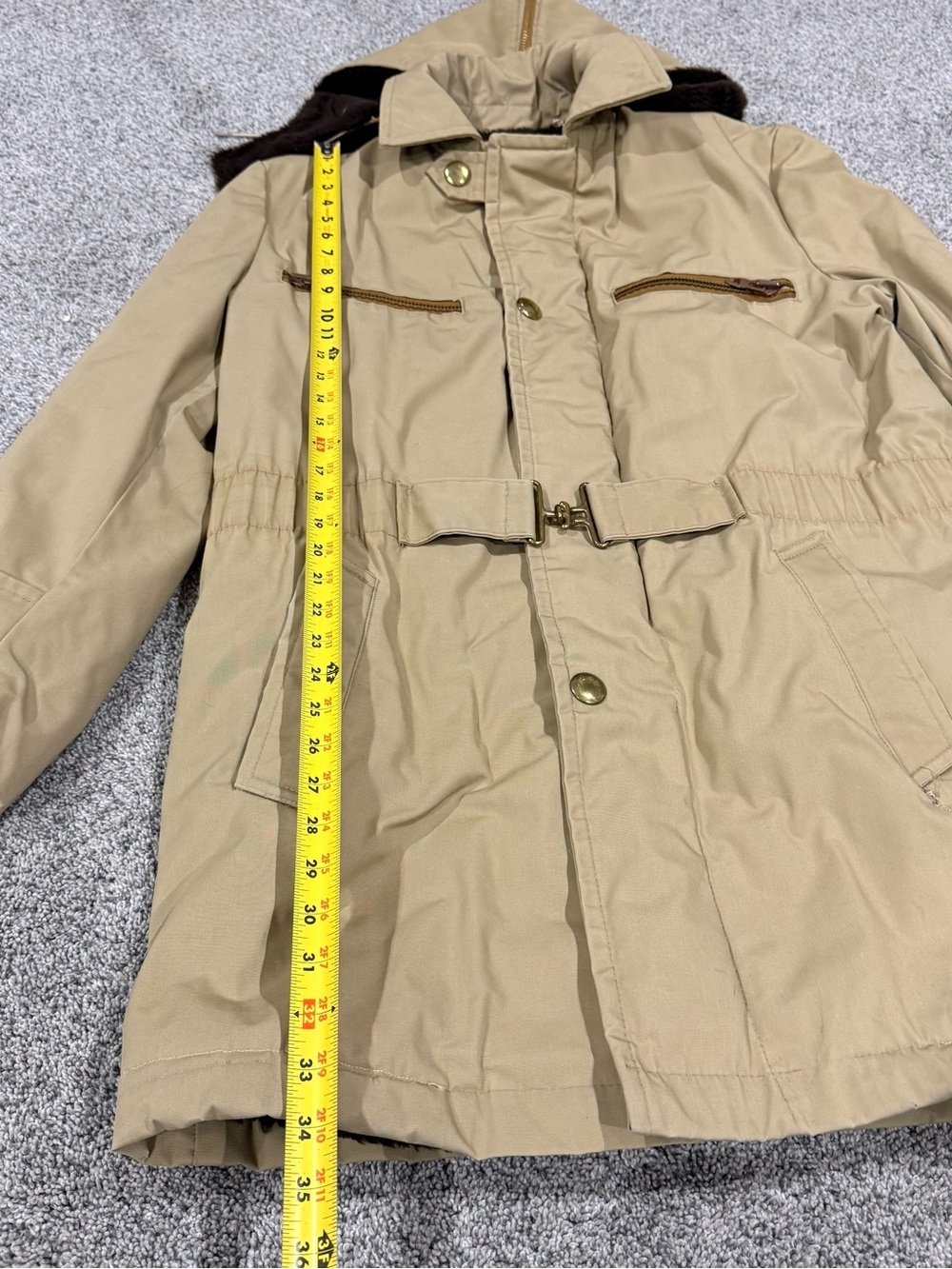 Vintage Towncraft Wamsutta Strom Plus Beige Faux Shearling Hooded Coat Men’s 40 - Picture 4 of 14